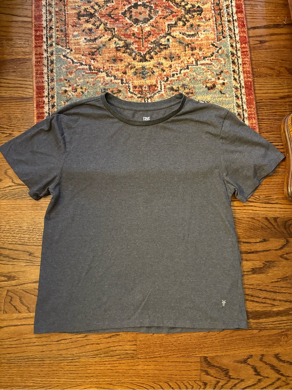 Frye dark grey cotton blend shirt sleeve shirt top size large